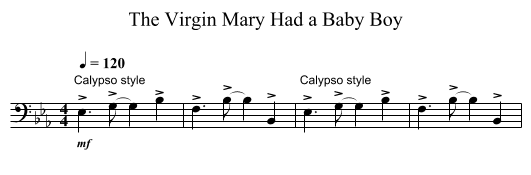 The Virgin Mary Had a Baby Boy - staff notation