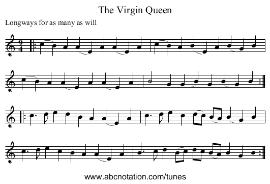 The Virgin Queen - staff notation