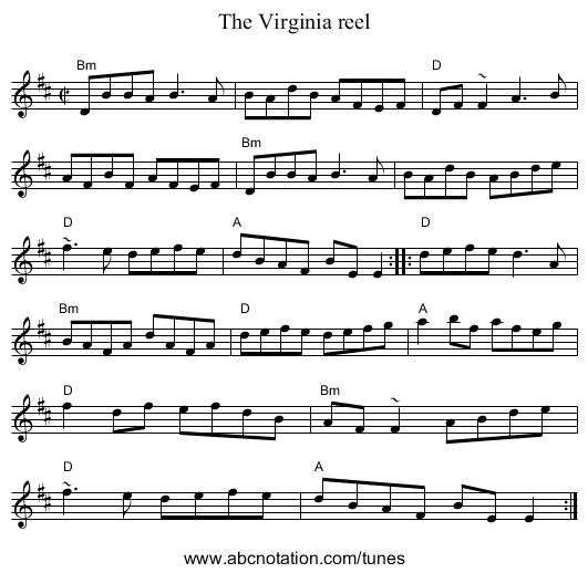 The Virginia reel - staff notation