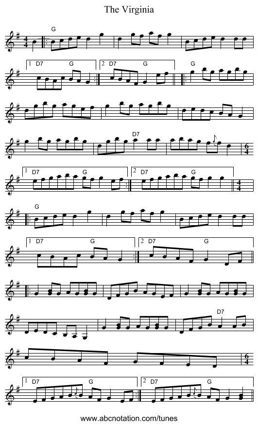 The Virginia - staff notation