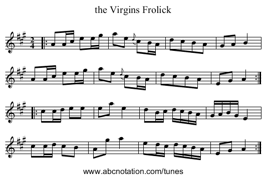 the Virgins Frolick - staff notation