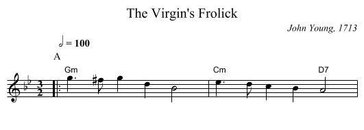 The Virgin's Frolick - staff notation