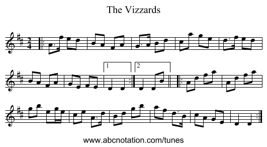 The Vizzards - staff notation