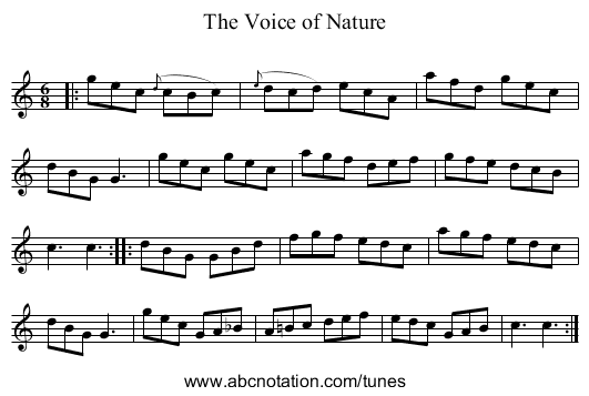 The Voice of Nature - staff notation