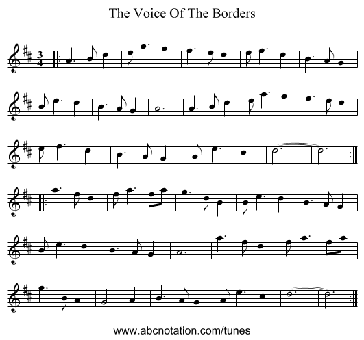 The Voice Of The Borders - staff notation