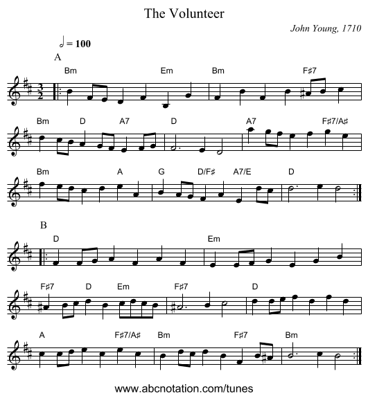 The Volunteer - staff notation