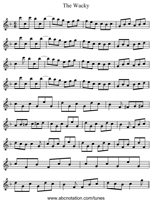 The Wacky - staff notation