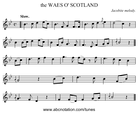 the WAES O' SCOTLAND - staff notation