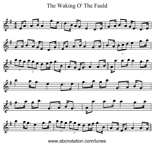 The Waking O' The Fauld - staff notation