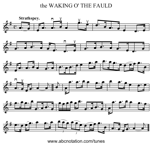 the WAKING O' THE FAULD - staff notation