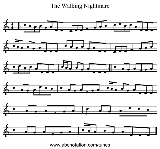 The Walking Nightmare - staff notation