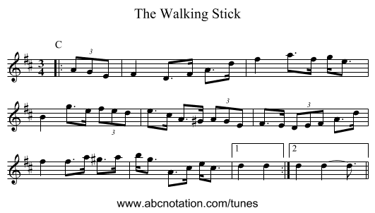 The Walking Stick - staff notation