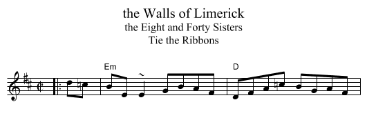 the Walls of Limerick - staff notation