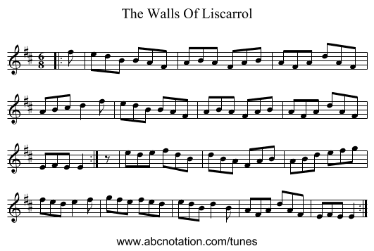 The Walls Of Liscarrol - staff notation