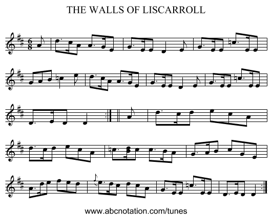 THE WALLS OF LISCARROLL - staff notation