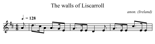 The walls of Liscarroll - staff notation