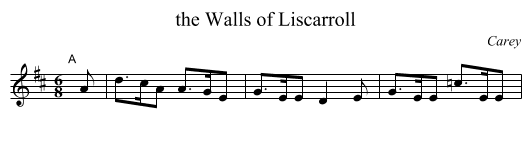 the Walls of Liscarroll - staff notation