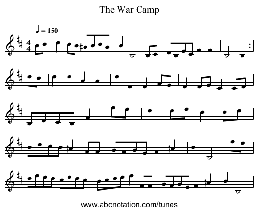 The War Camp - staff notation