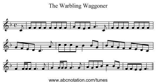 The Warbling Waggoner - staff notation