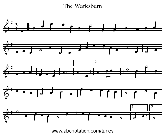 The Warksburn - staff notation