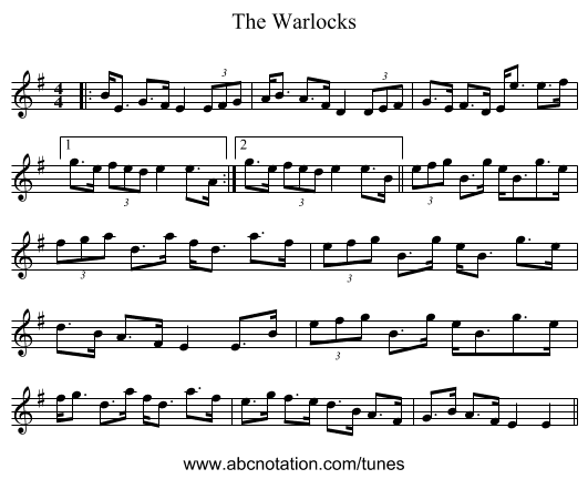 The Warlocks - staff notation