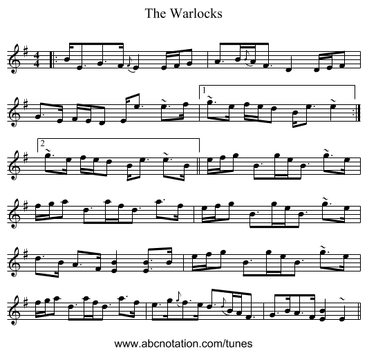 The Warlocks - staff notation