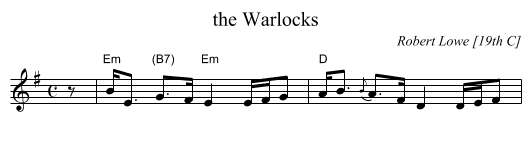 the Warlocks - staff notation