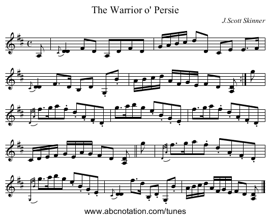 The Warrior o' Persie - staff notation