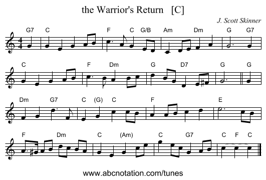 the Warrior's Return   [C] - staff notation