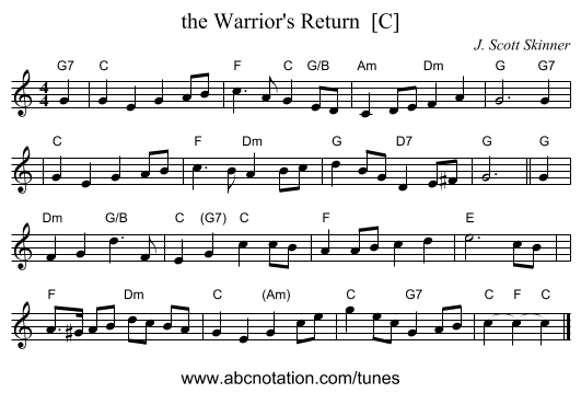 the Warrior's Return  [C] - staff notation