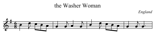 the Washer Woman - staff notation