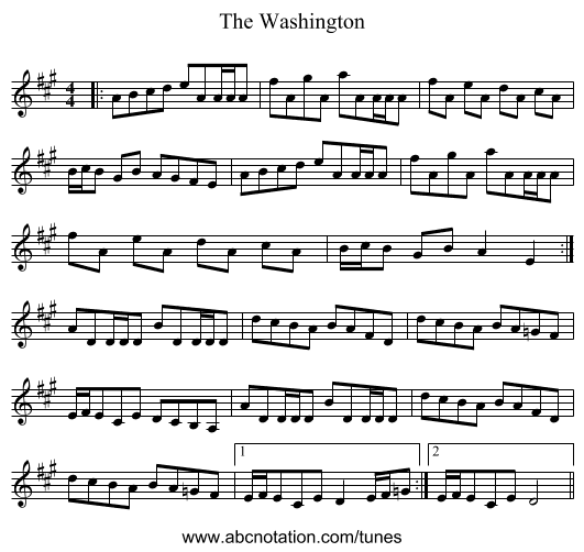 The Washington - staff notation