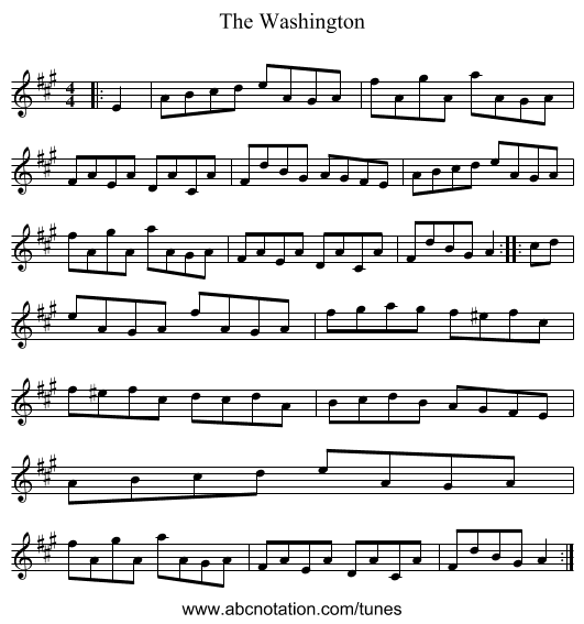 The Washington - staff notation