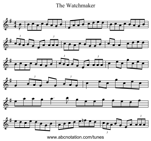 The Watchmaker - staff notation