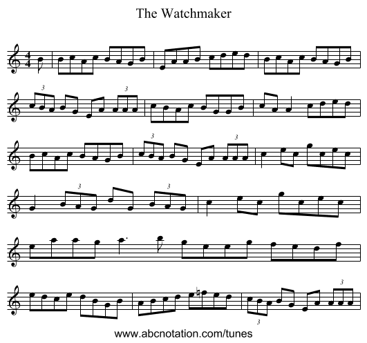 The Watchmaker - staff notation