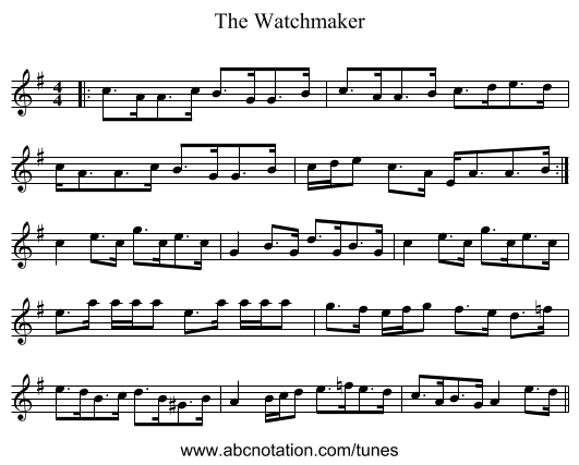 The Watchmaker - staff notation