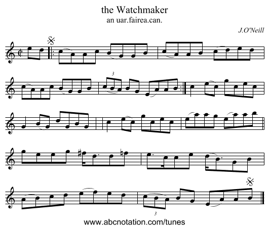 the Watchmaker - staff notation