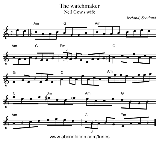 The watchmaker - staff notation