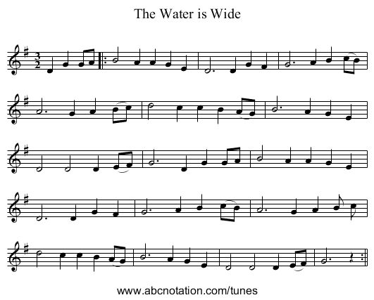 The Water is Wide - staff notation