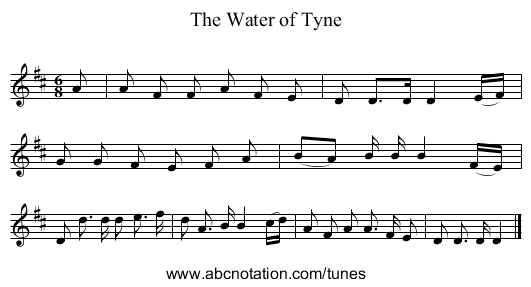 The Water of Tyne - staff notation