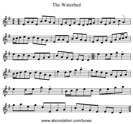 The Waterbed - staff notation