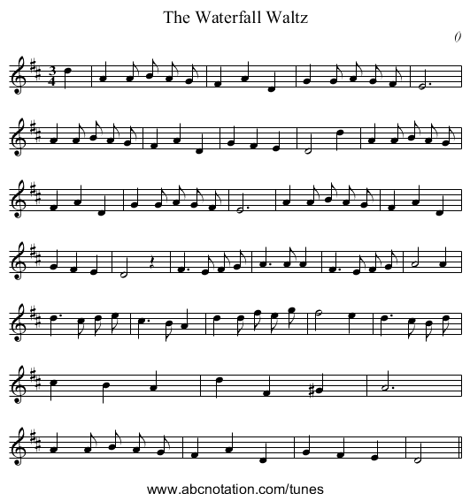 The Waterfall Waltz - staff notation