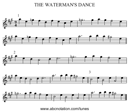 THE WATERMAN'S DANCE - staff notation