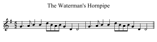 The Waterman's Hornpipe - staff notation