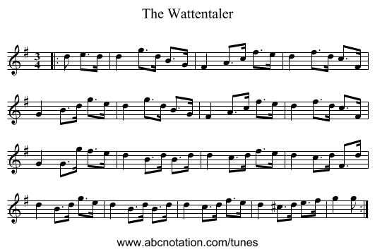The Wattentaler - staff notation