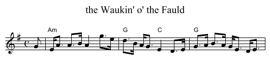 the Waukin' o' the Fauld - staff notation