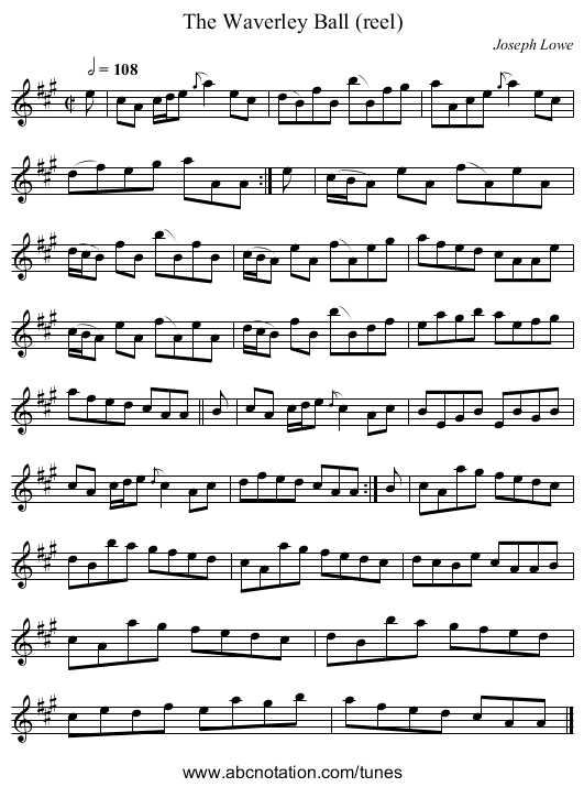 The Waverley Ball (reel) - staff notation