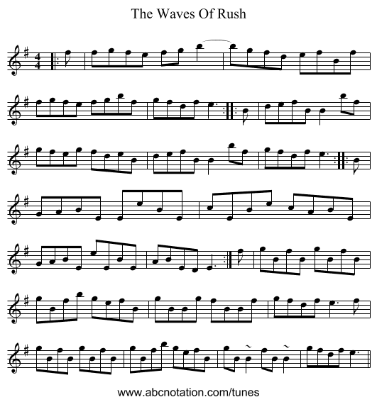 The Waves Of Rush - staff notation