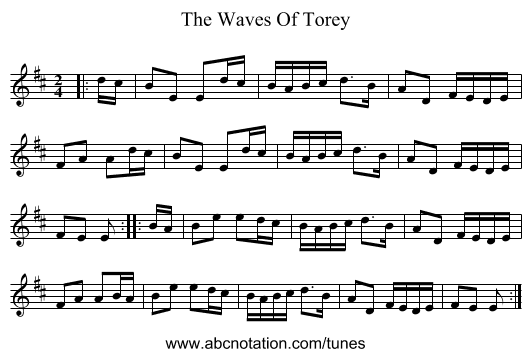 The Waves Of Torey - staff notation