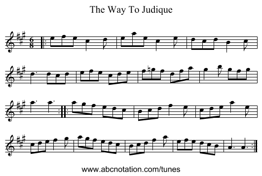 The Way To Judique - staff notation
